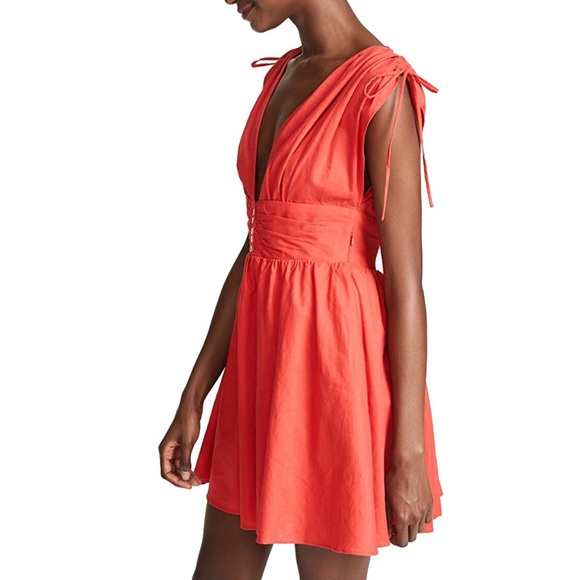 Free People Roll the Dice Red Linen Dress - Picture 3 of 6